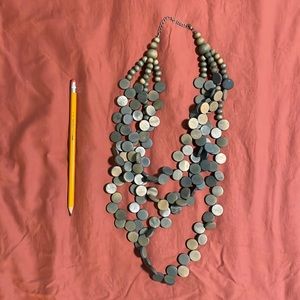 Wood diecut cool grey loop necklace with lobster clasp.